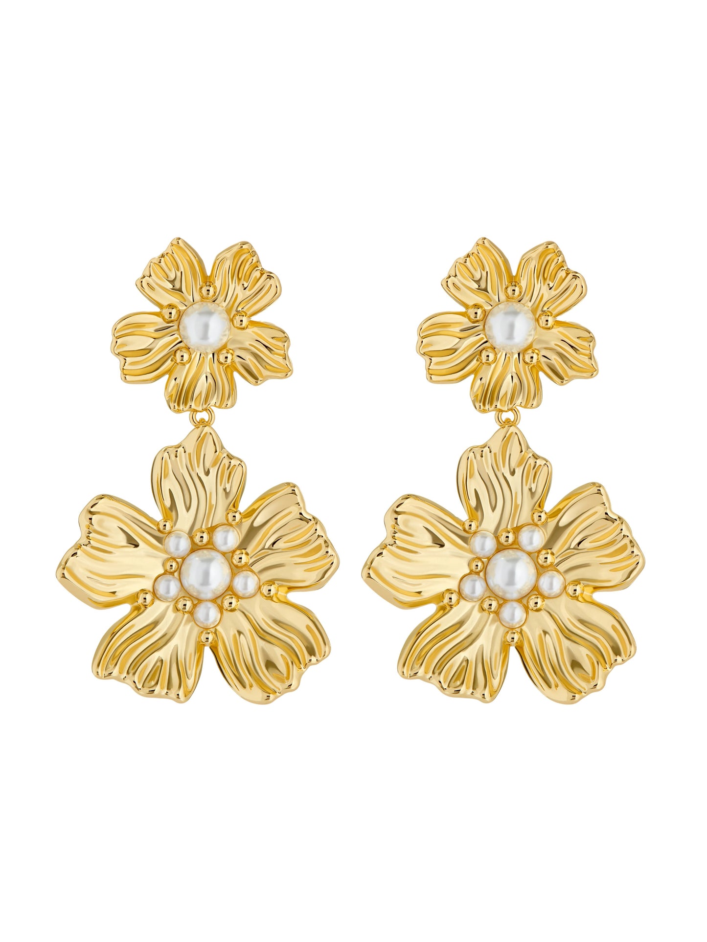 Ted Baker Petaria - Flower Statement Drop Earrings GOLD