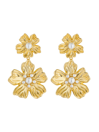 Ted Baker Petaria - Flower Statement Drop Earrings GOLD
