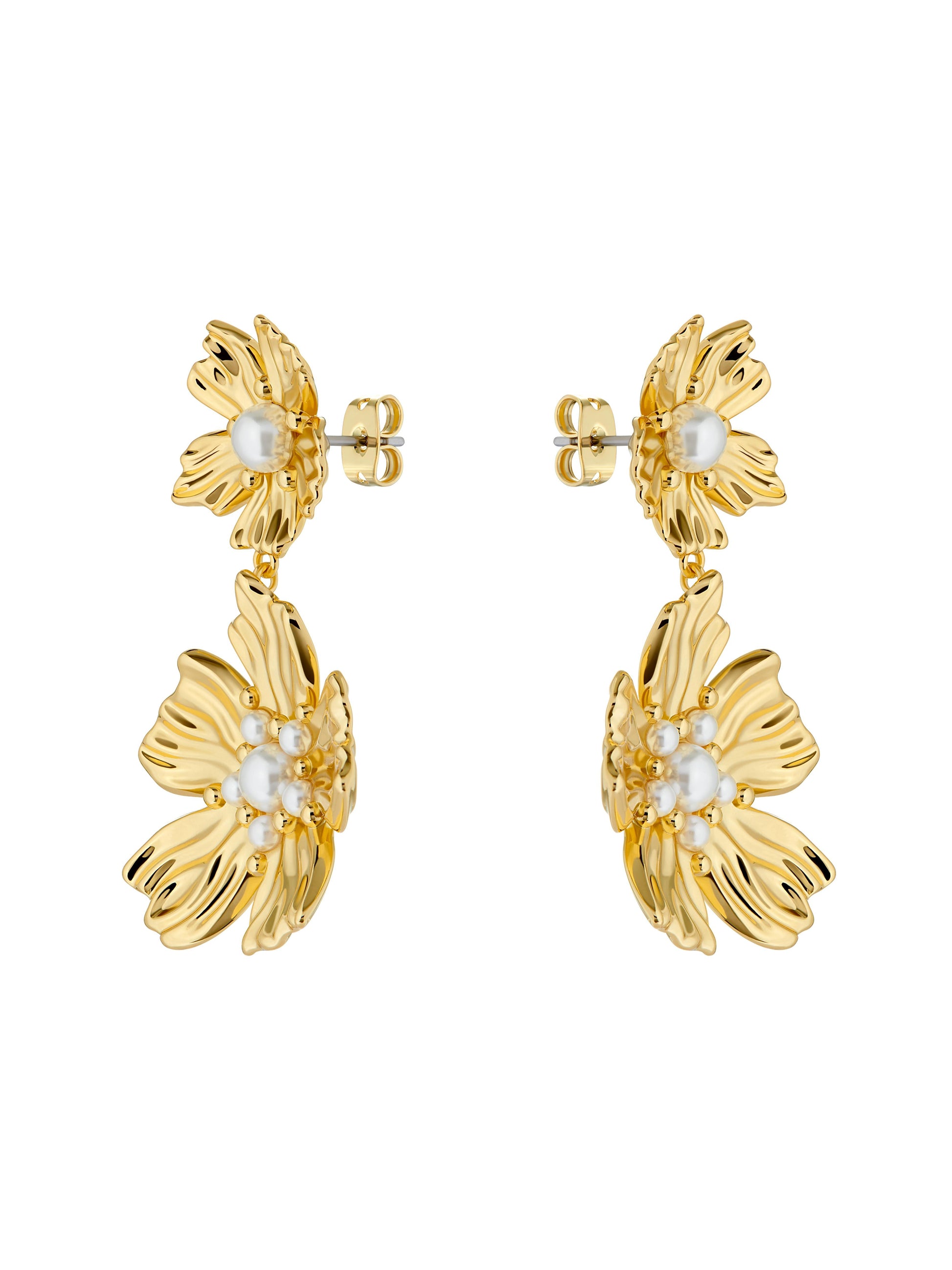 Ted Baker Petaria - Flower Statement Drop Earrings GOLD