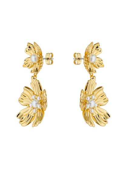 Ted Baker Petaria - Flower Statement Drop Earrings GOLD