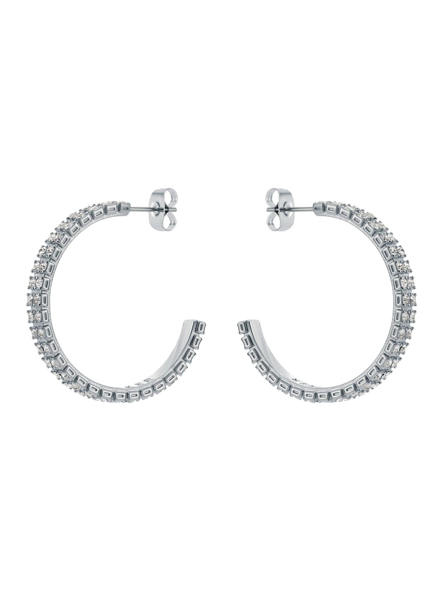 Ted Baker Medium Double Crystal Hoop Earrings SILVER