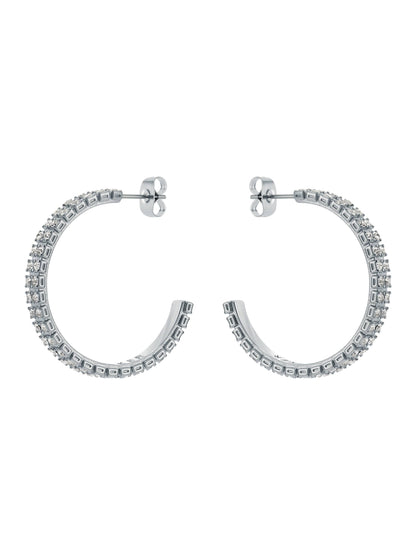 Ted Baker Medium Double Crystal Hoop Earrings SILVER