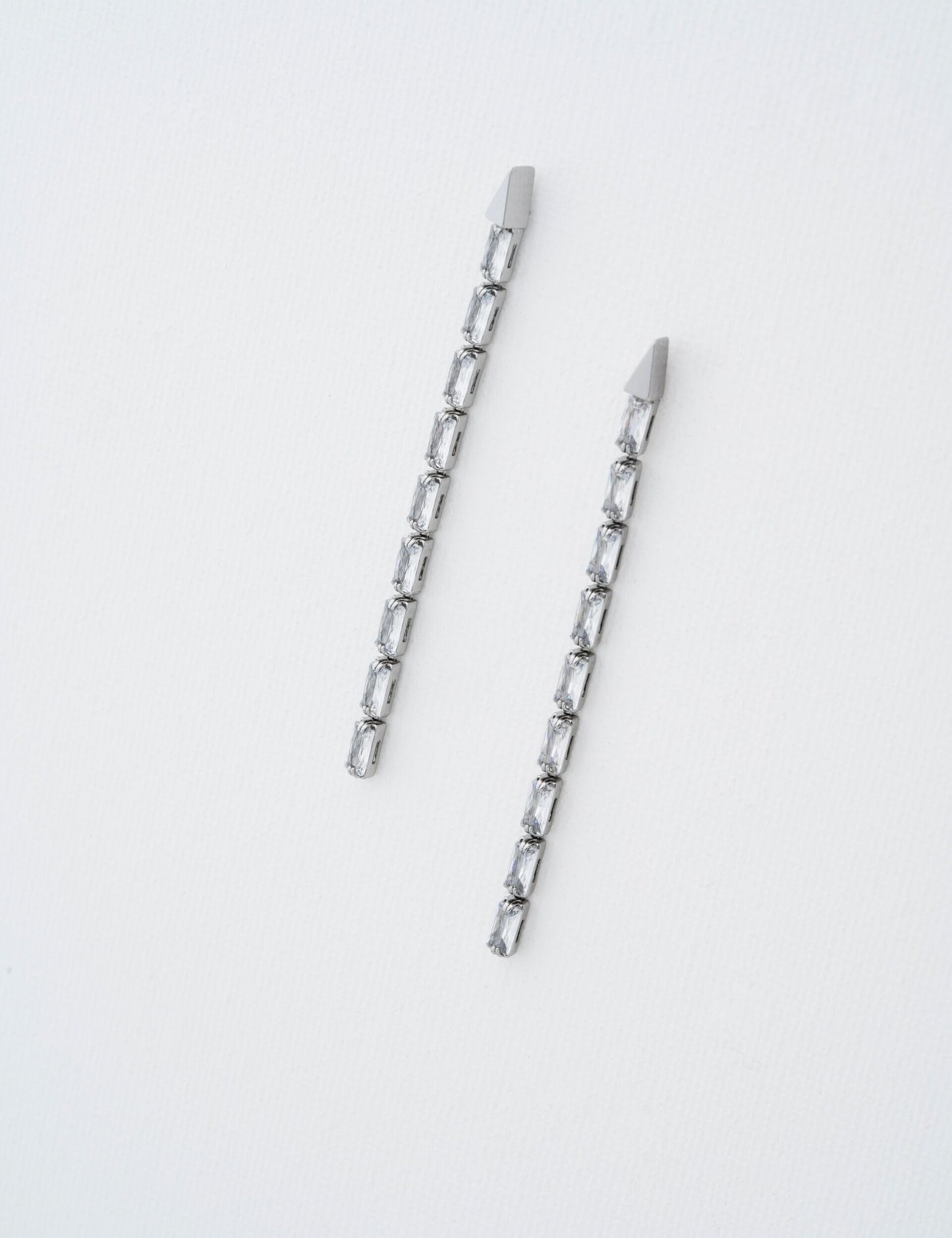 Ted Baker ISALIE - Baguette Crystal Long Drop Earrings SILVER