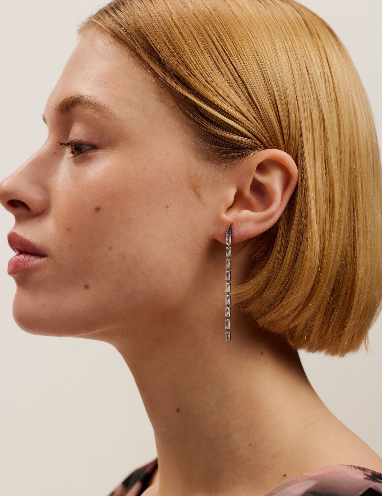 Ted Baker ISALIE - Baguette Crystal Long Drop Earrings SILVER