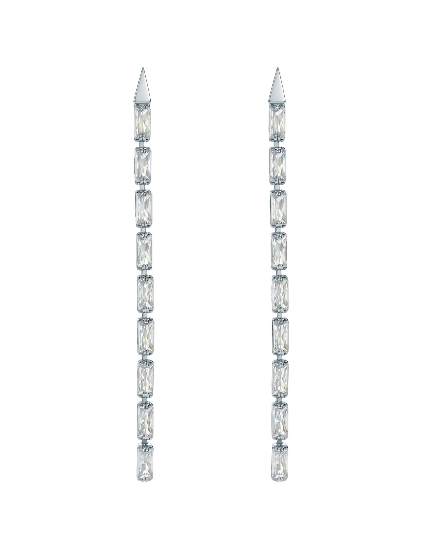 Ted Baker ISALIE - Baguette Crystal Long Drop Earrings SILVER