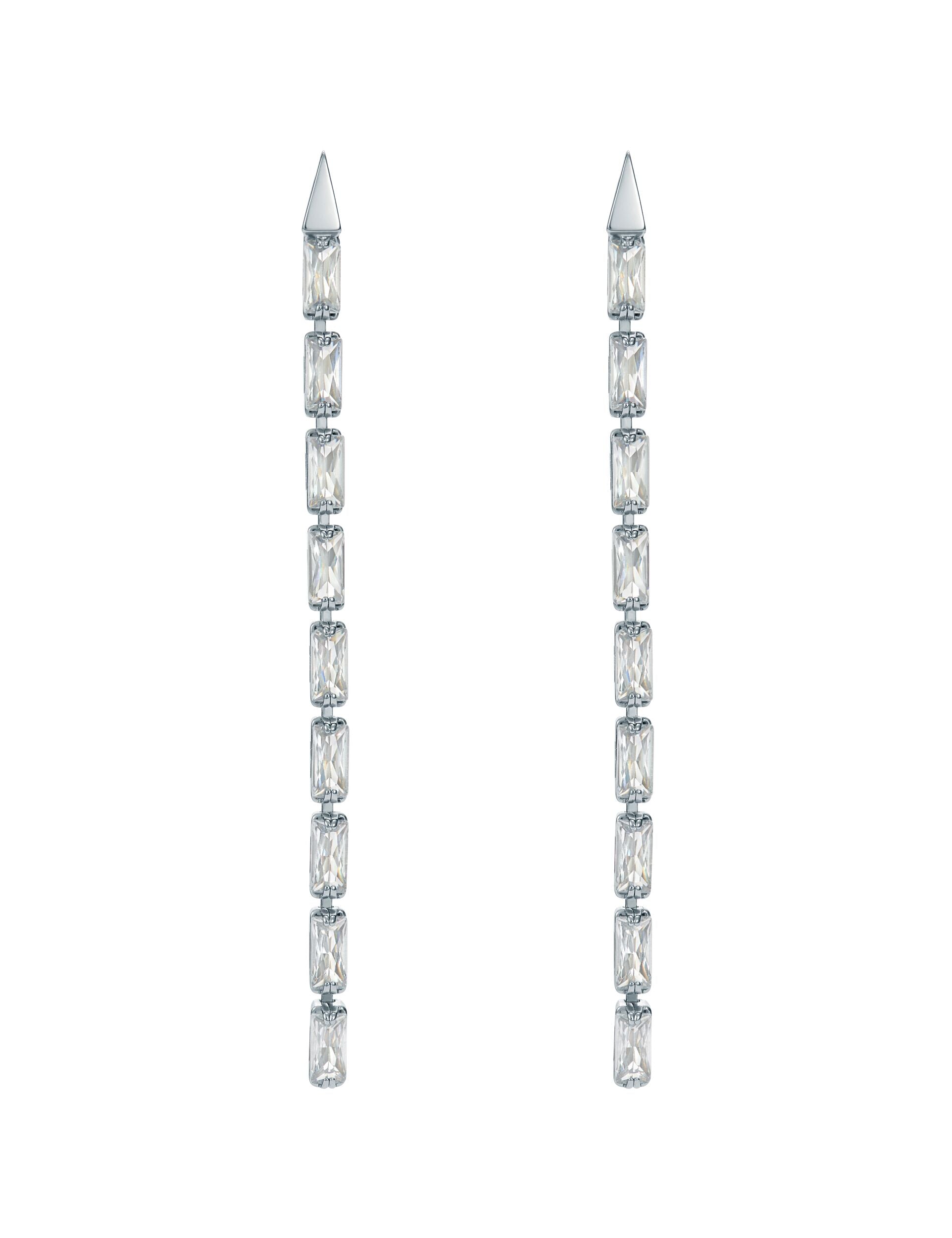 Ted Baker ISALIE - Baguette Crystal Long Drop Earrings SILVER