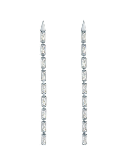 Ted Baker ISALIE - Baguette Crystal Long Drop Earrings SILVER