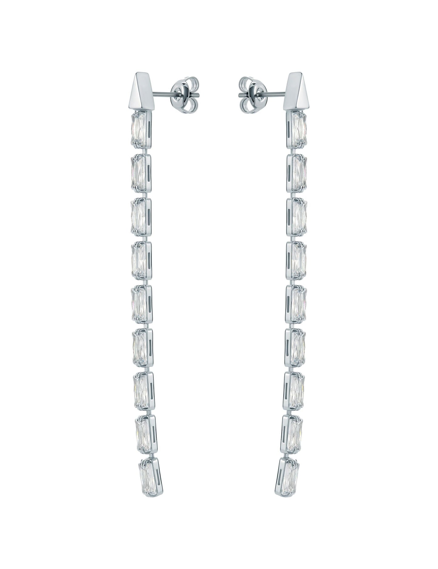 Ted Baker ISALIE - Baguette Crystal Long Drop Earrings SILVER