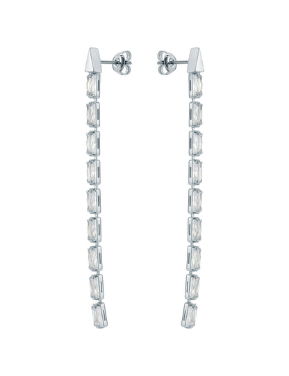 Ted Baker ISALIE - Baguette Crystal Long Drop Earrings SILVER