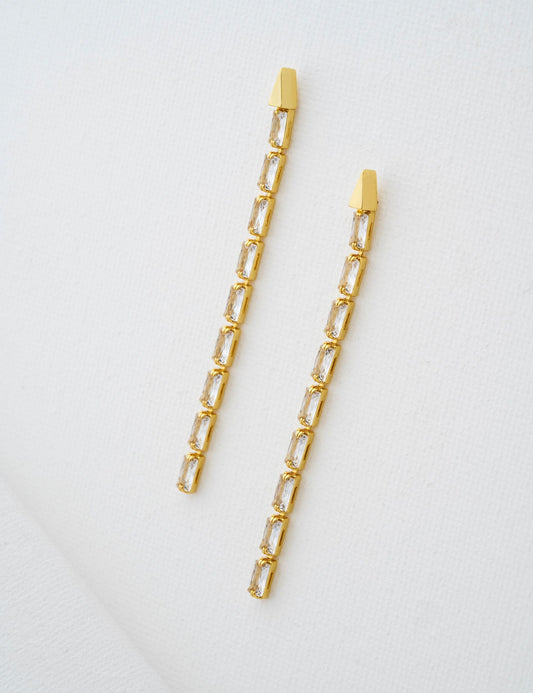 Ted Baker ISALIE - Baguette Crystal Long Drop Earrings GOLD