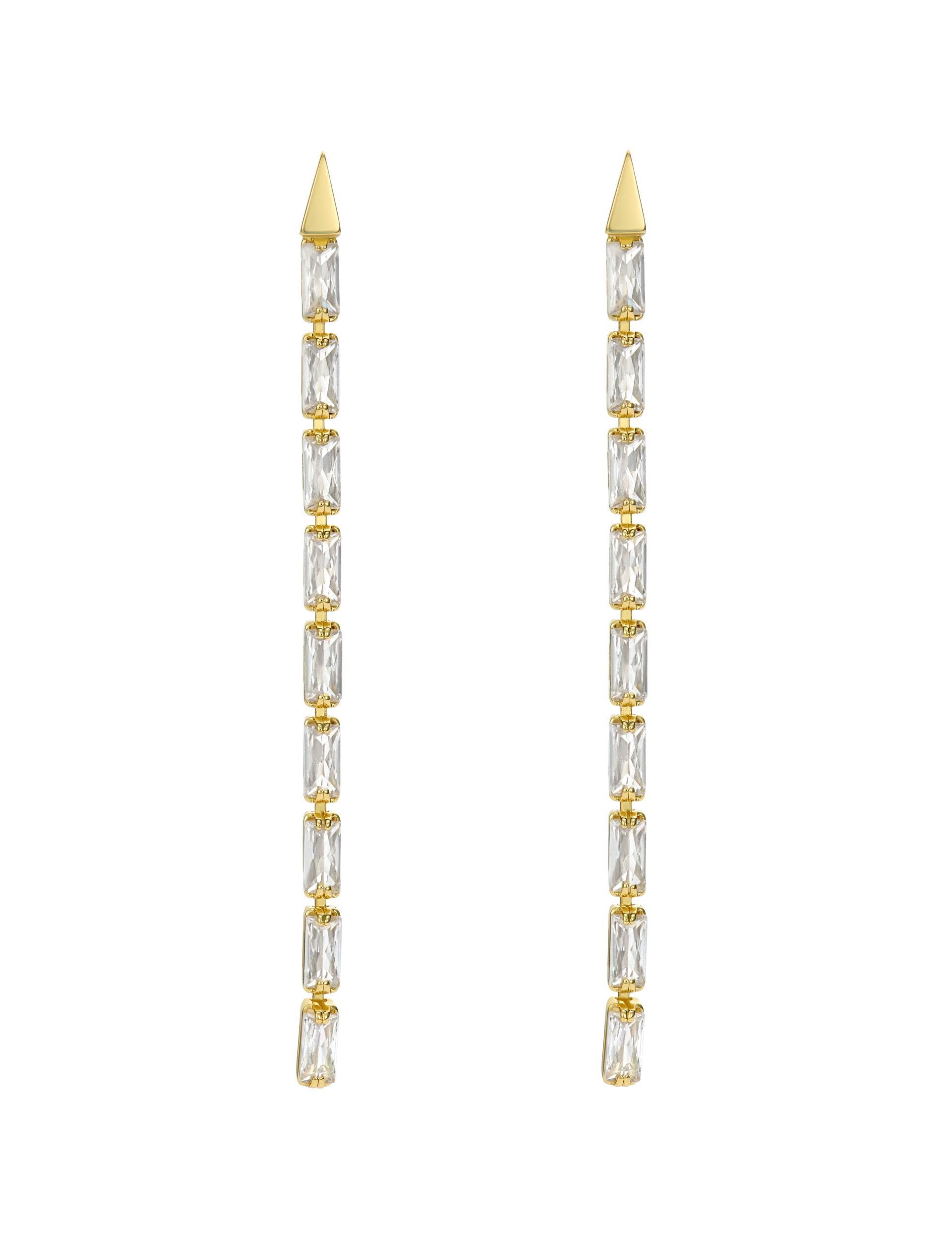 Ted Baker ISALIE - Baguette Crystal Long Drop Earrings GOLD