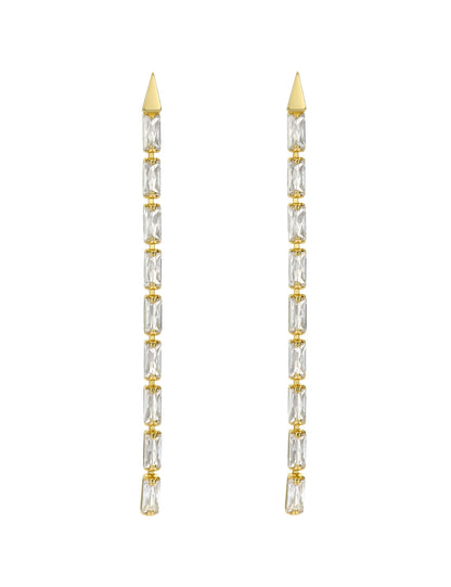 Ted Baker ISALIE - Baguette Crystal Long Drop Earrings GOLD