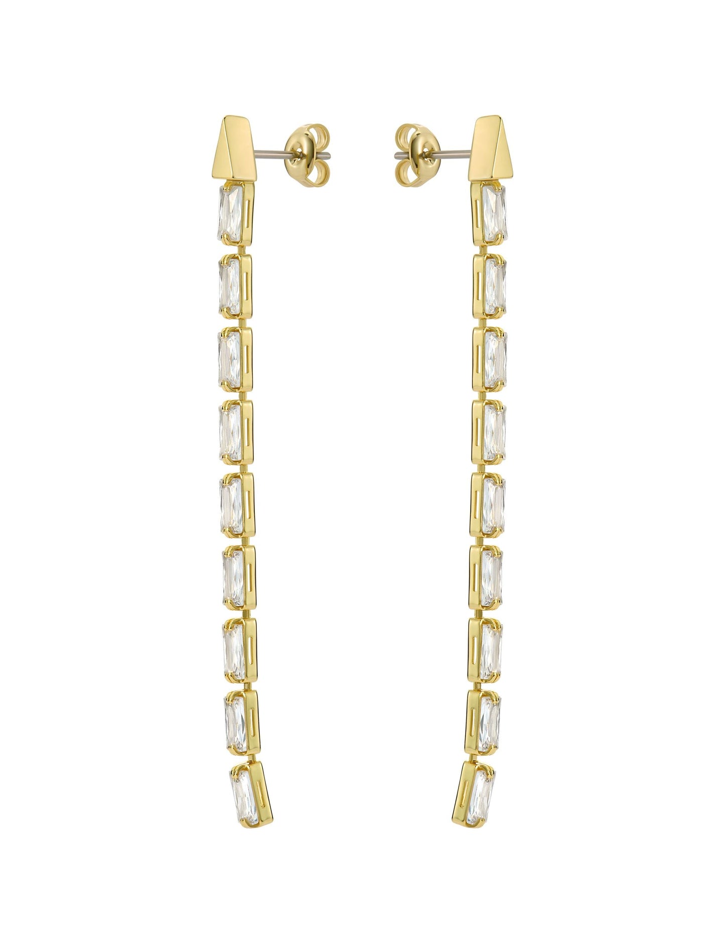 Ted Baker ISALIE - Baguette Crystal Long Drop Earrings GOLD