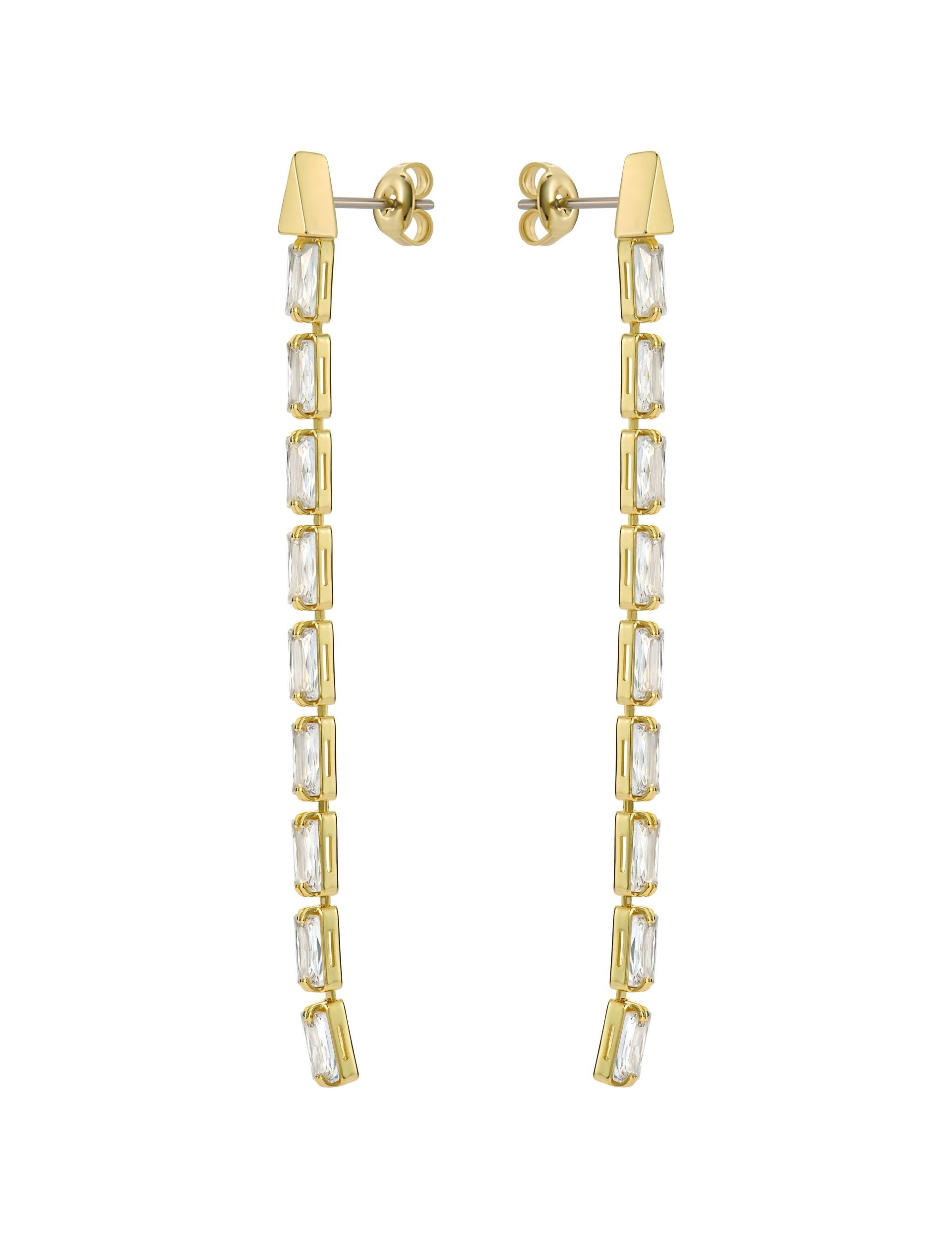 Ted Baker ISALIE - Baguette Crystal Long Drop Earrings GOLD