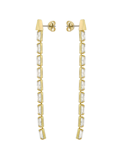 Ted Baker ISALIE - Baguette Crystal Long Drop Earrings GOLD