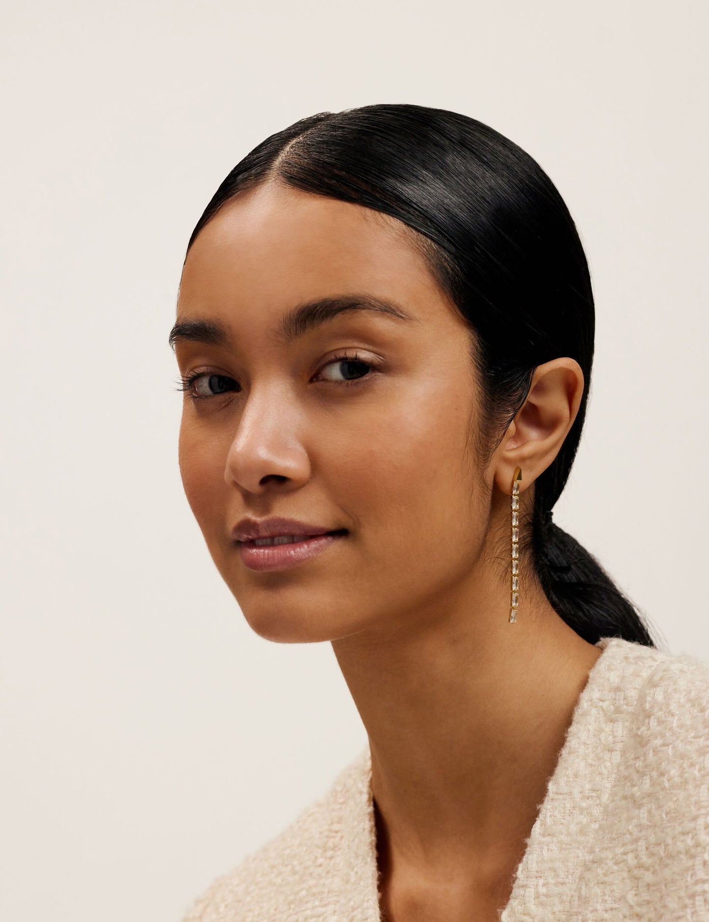 Ted Baker ISALIE - Baguette Crystal Long Drop Earrings GOLD
