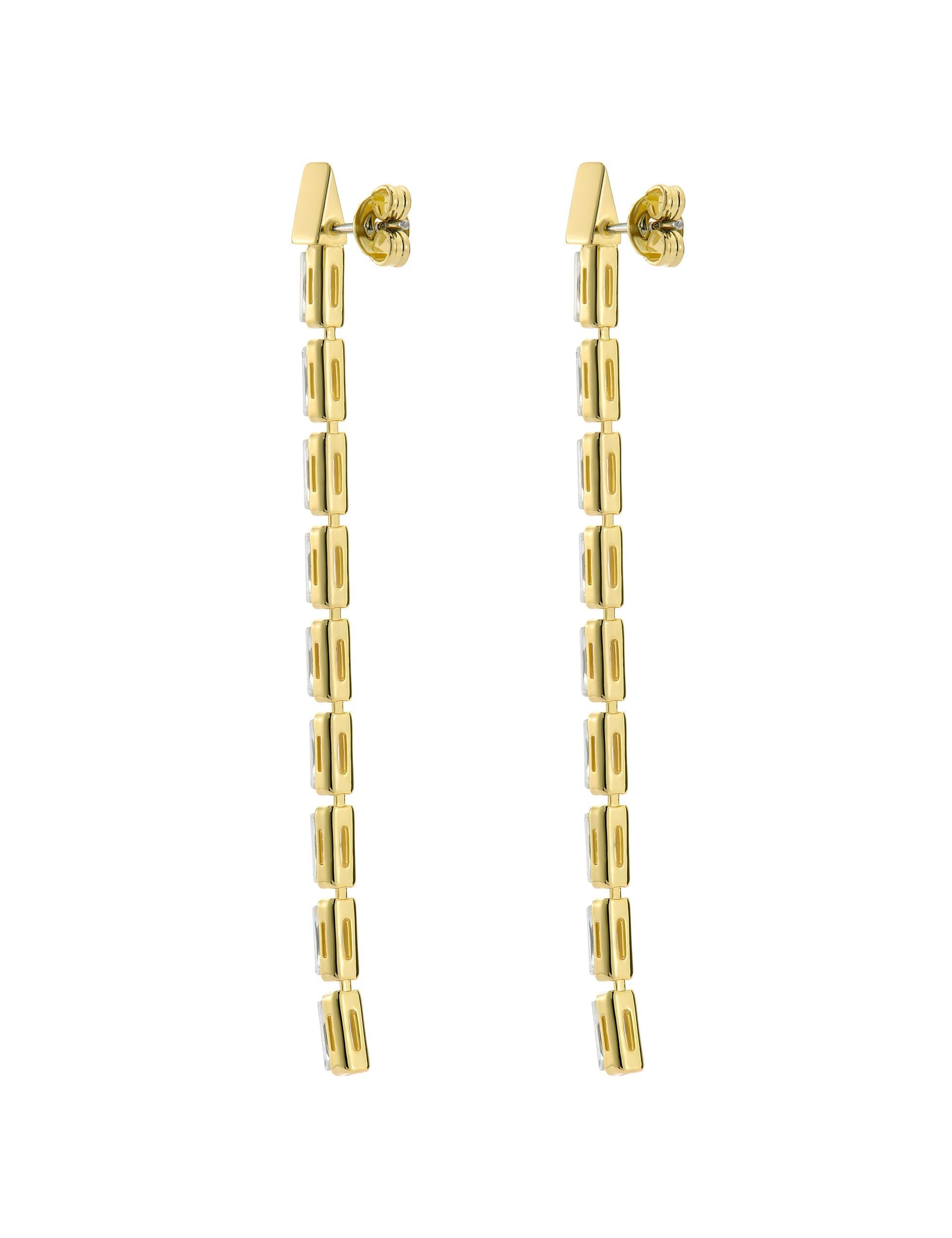 Ted Baker ISALIE - Baguette Crystal Long Drop Earrings GOLD