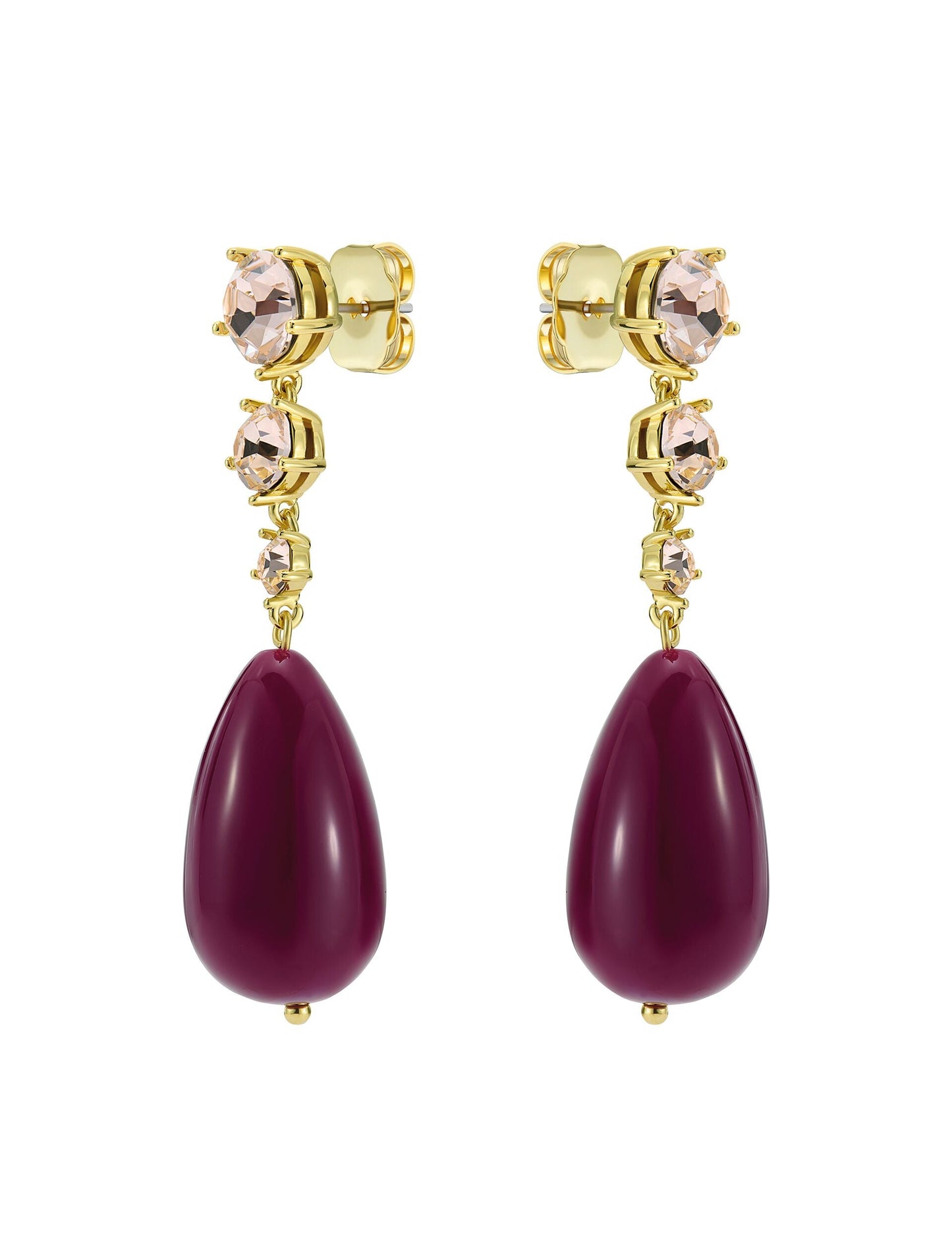 Ted Baker PEARSTI Statement Pendant Crystal Drop Earrings in Plum GOLD PLUM