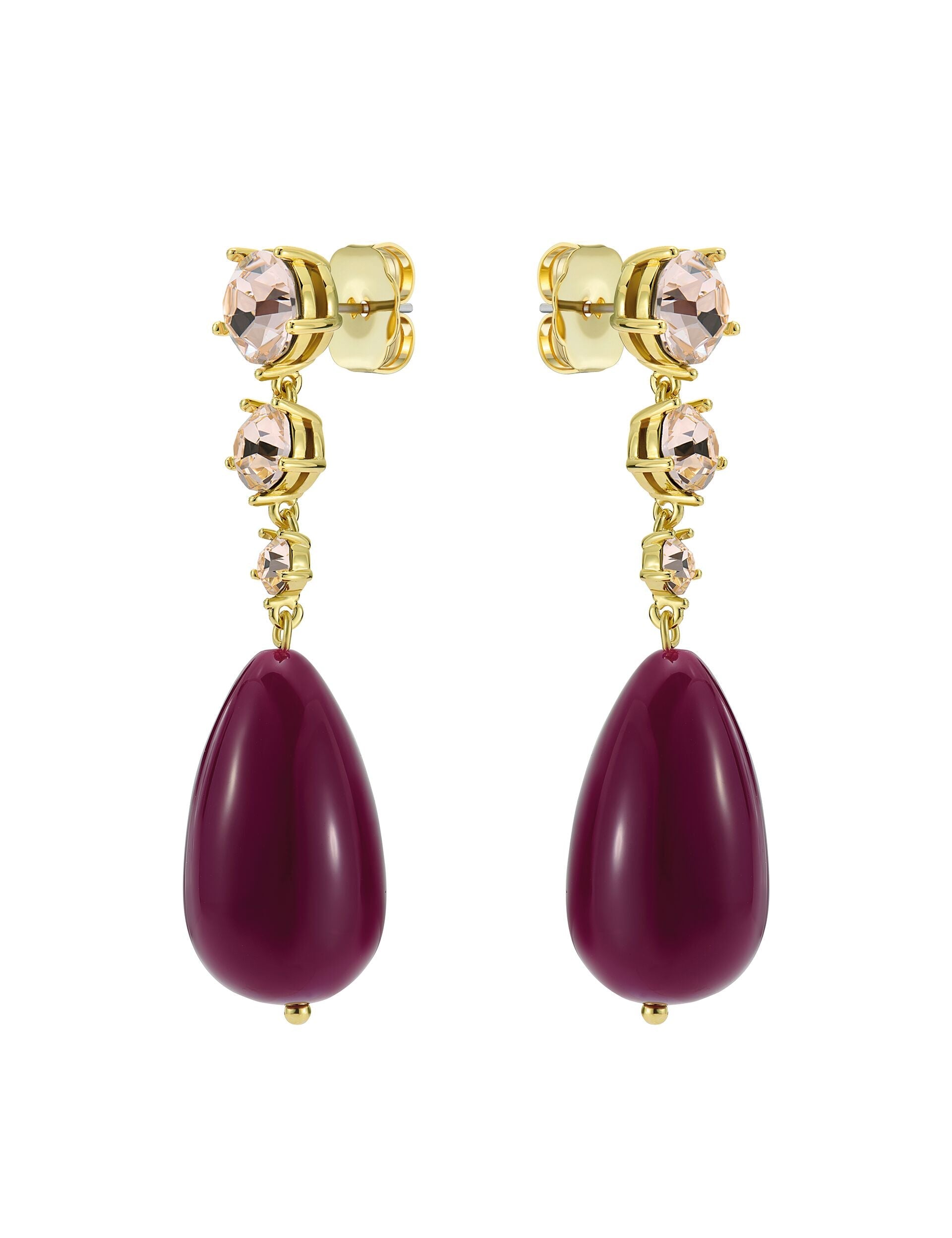 Ted Baker PEARSTI Statement Pendant Crystal Drop Earrings in Plum GOLD PLUM
