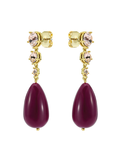 Ted Baker PEARSTI Statement Pendant Crystal Drop Earrings in Plum GOLD PLUM