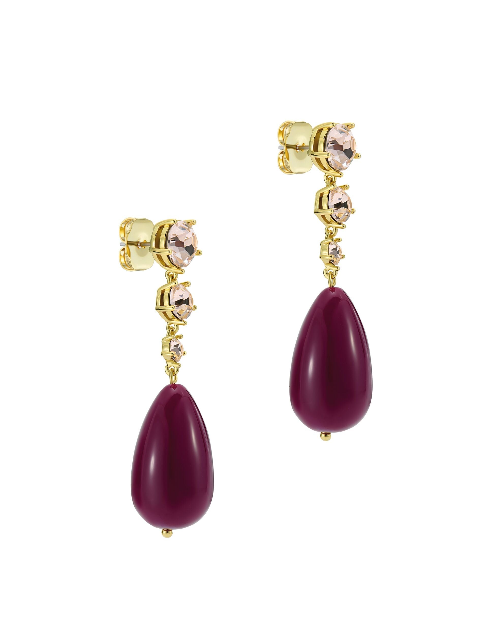 Ted Baker PEARSTI Statement Pendant Crystal Drop Earrings in Plum GOLD PLUM