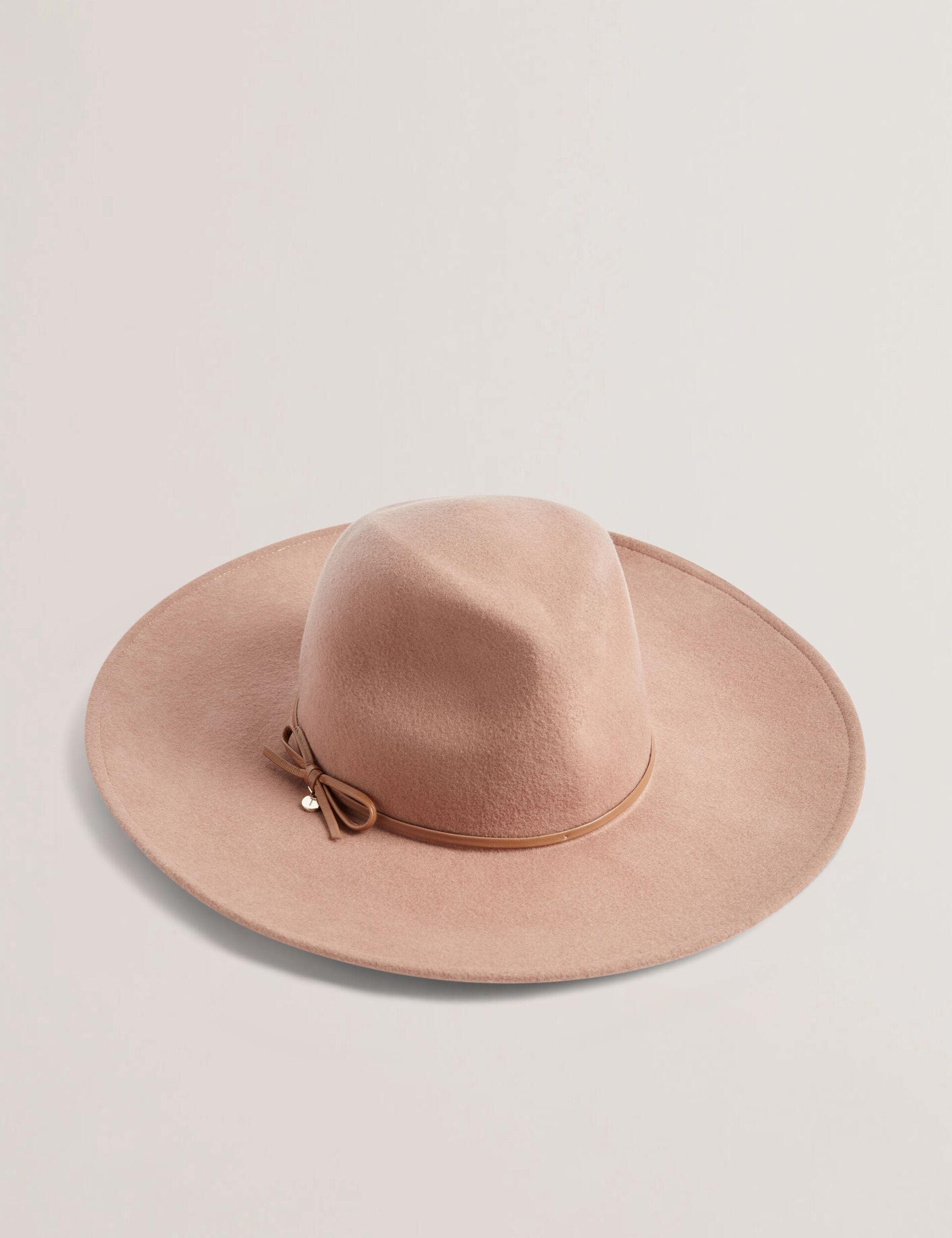 Ted Baker ABBIIIO - Bow Detail Pure Wool Fedora Hat TAN