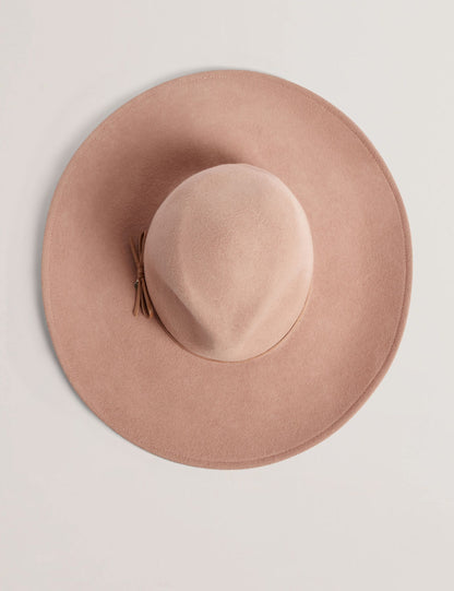Ted Baker ABBIIIO - Bow Detail Pure Wool Fedora Hat TAN