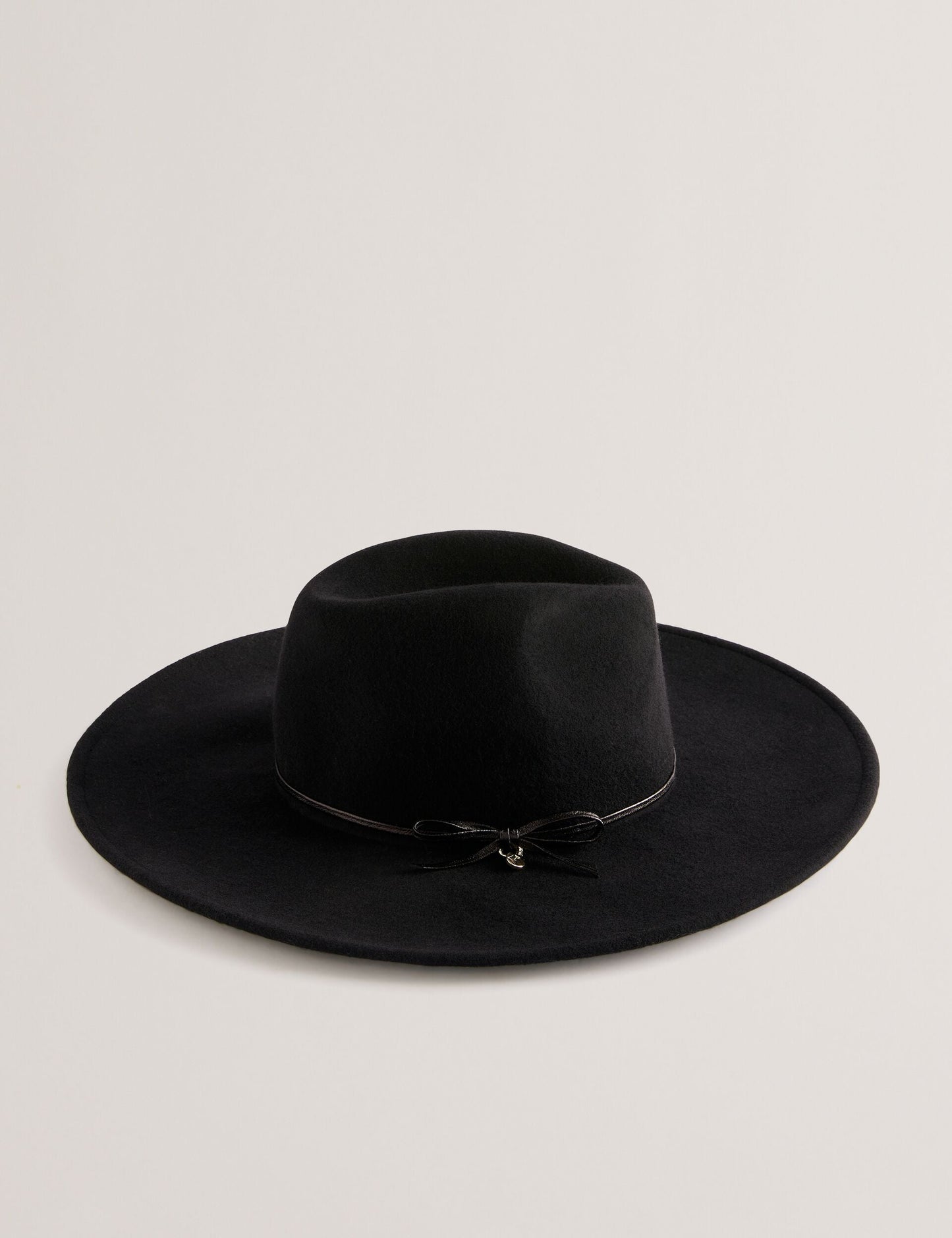 Ted Baker ABBIIIO - Bow Detail Pure Wool Fedora Hat BLACK