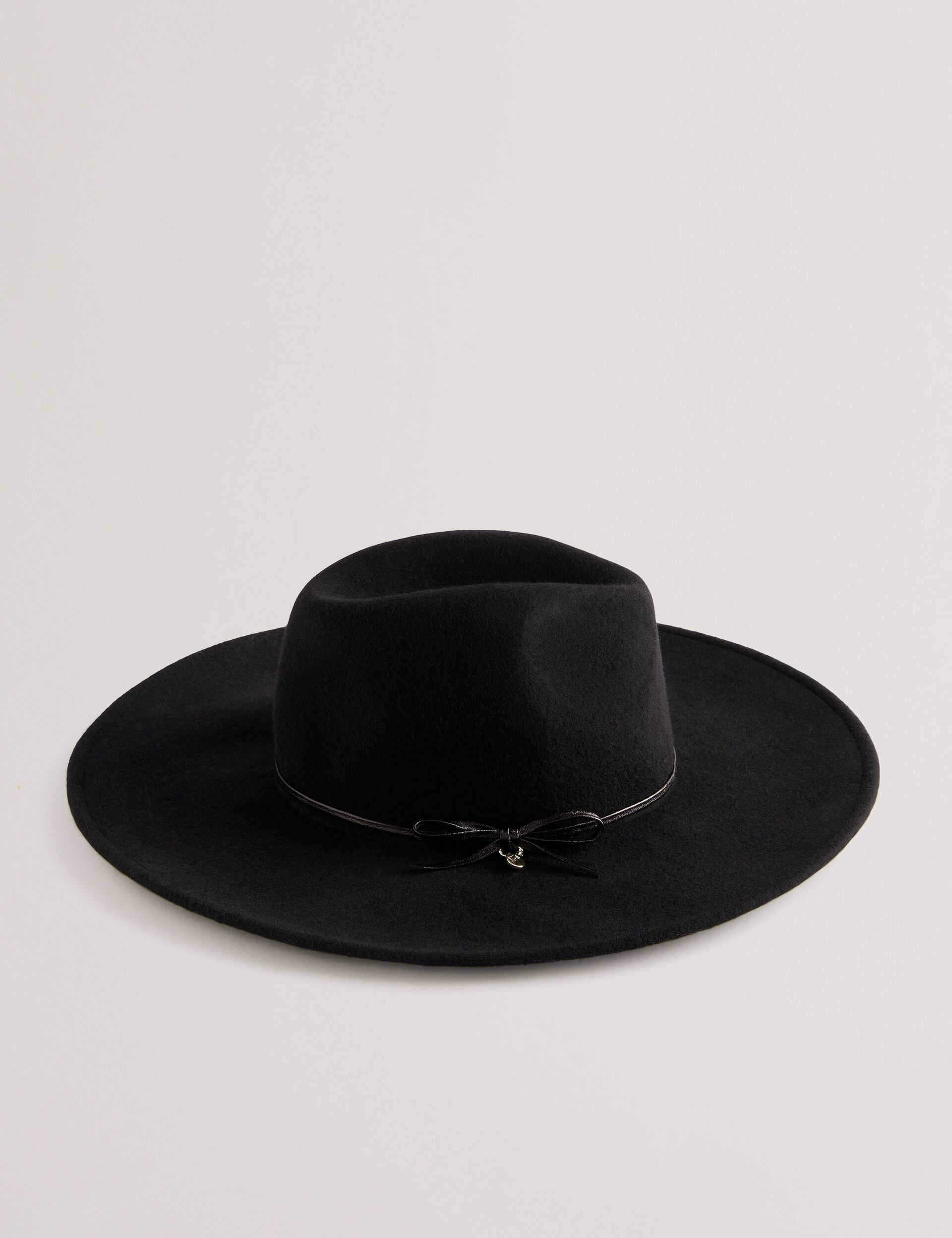 Ted Baker ABBIIIO - Bow Detail Pure Wool Fedora Hat BLACK