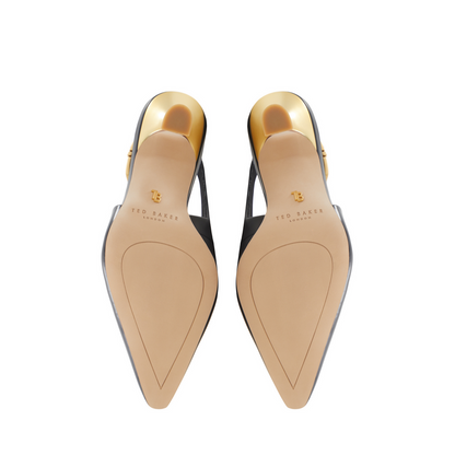 Ted Baker LOLA T-BUCKLE - Leather Slingback Heeled Pumps BLACK