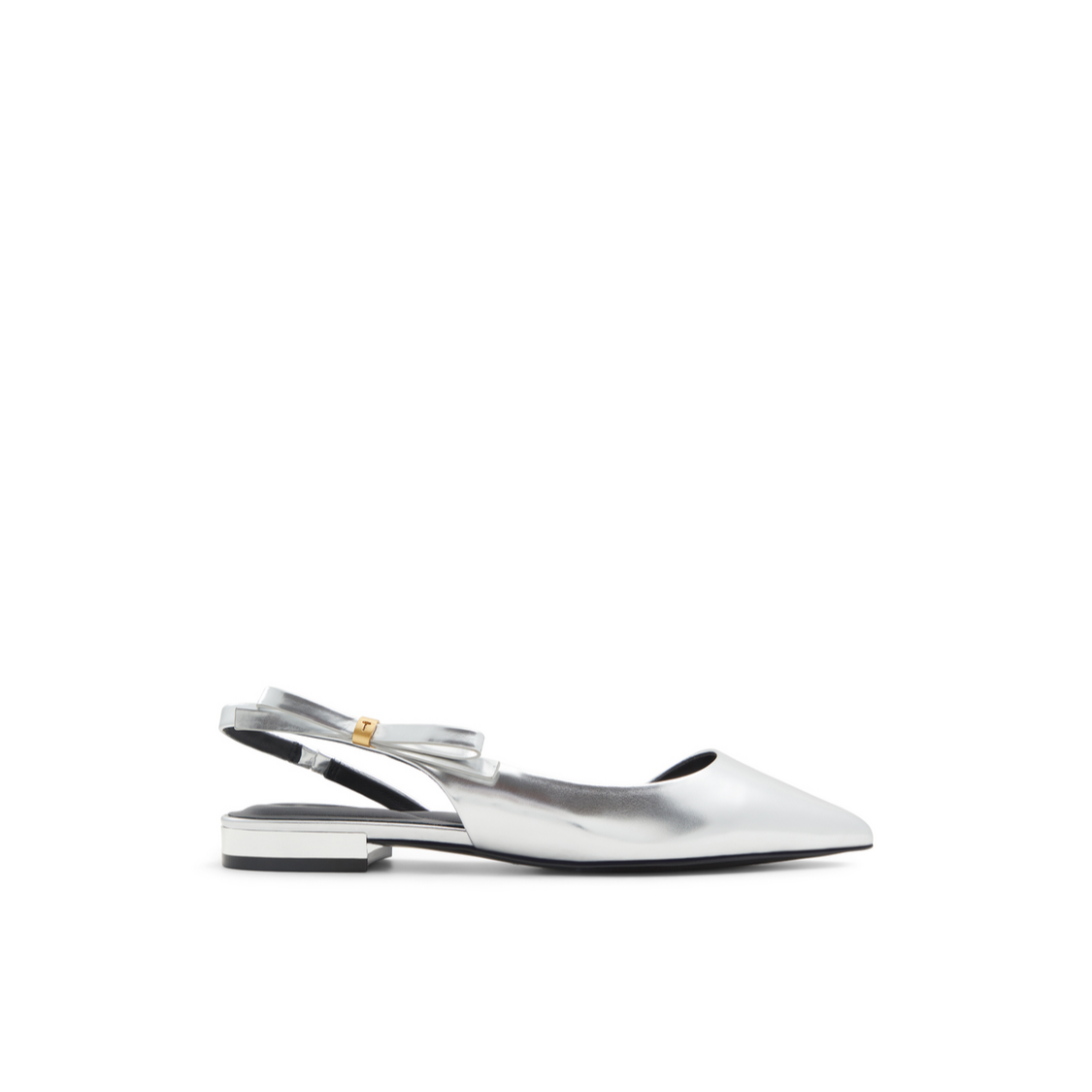 Ted Baker JANE BOW - Bow Detail Slingback Leather Ballet Flats SILVER