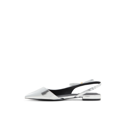 Ted Baker JANE BOW - Bow Detail Slingback Leather Ballet Flats SILVER