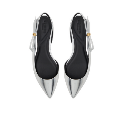 Ted Baker JANE BOW - Bow Detail Slingback Leather Ballet Flats SILVER