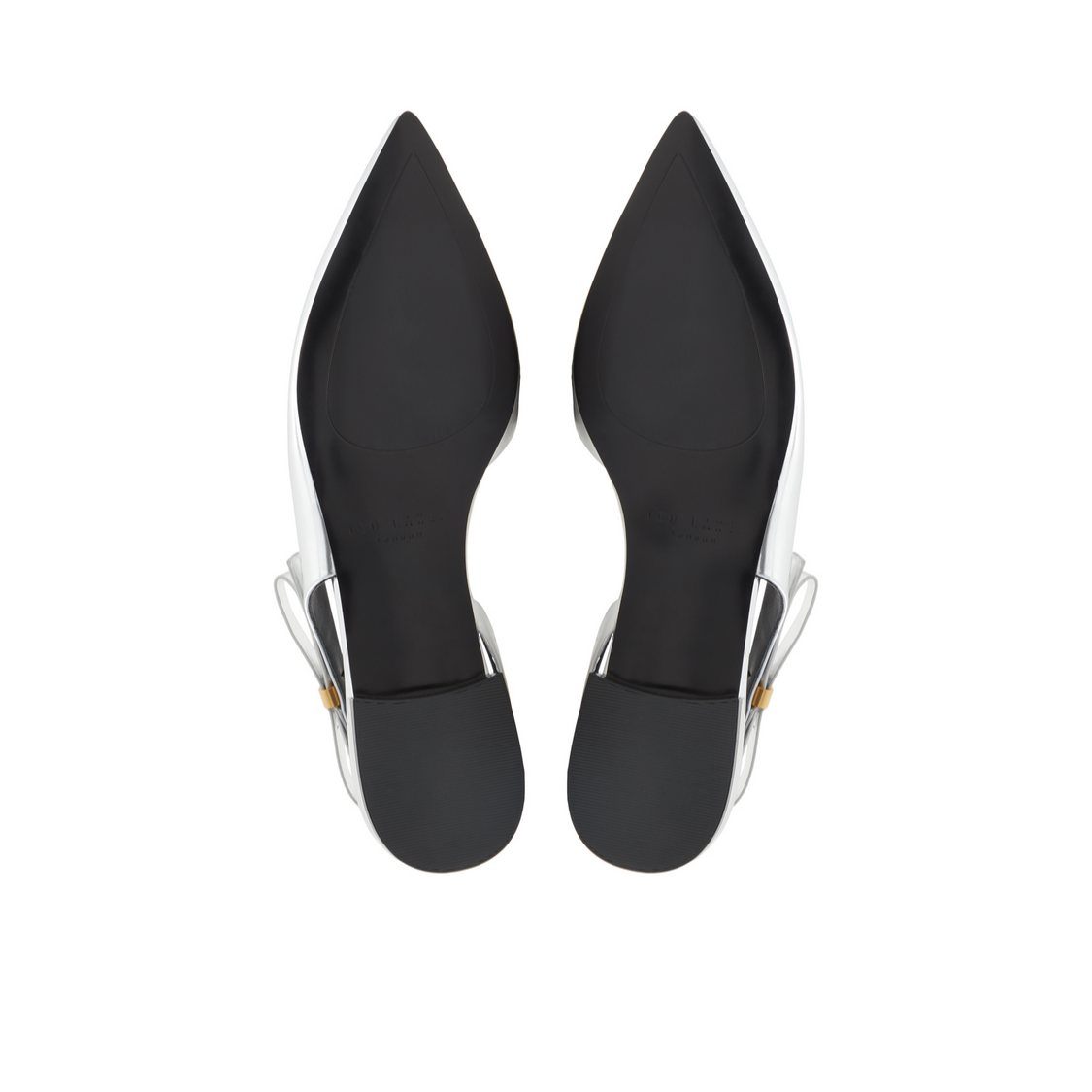 Ted Baker JANE BOW - Bow Detail Slingback Leather Ballet Flats SILVER