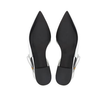 Ted Baker JANE BOW - Bow Detail Slingback Leather Ballet Flats SILVER