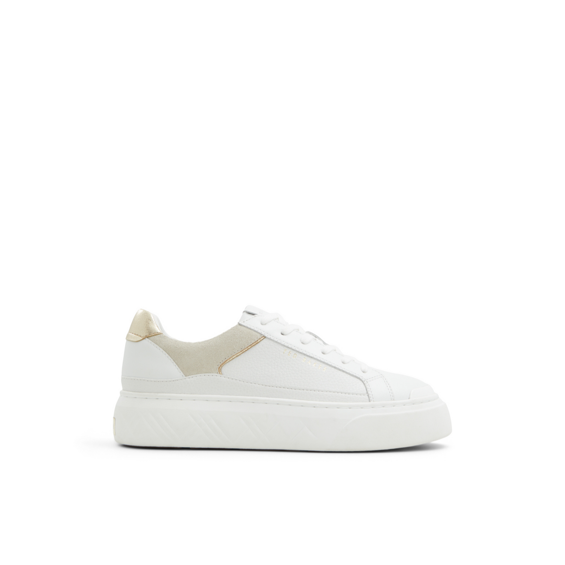 Ted Baker ADISON - Metallic Detail Leather Platform Sneakers WHITE