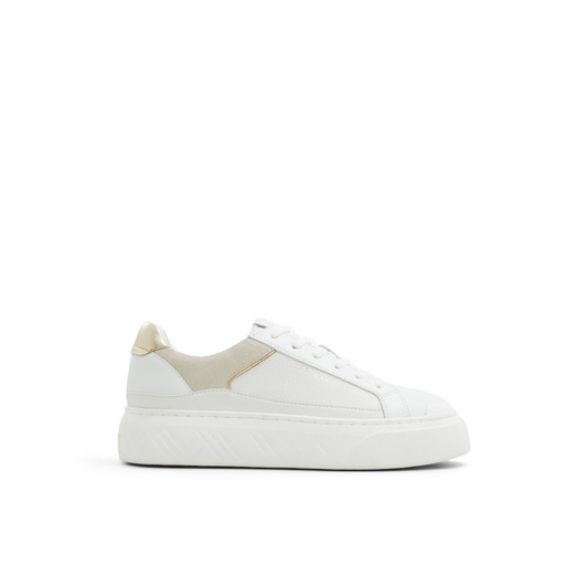 Ted Baker ADISON - Metallic Detail Leather Platform Sneakers WHITE