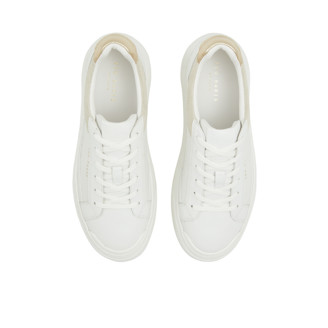 Ted Baker ADISON - Metallic Detail Leather Platform Sneakers WHITE