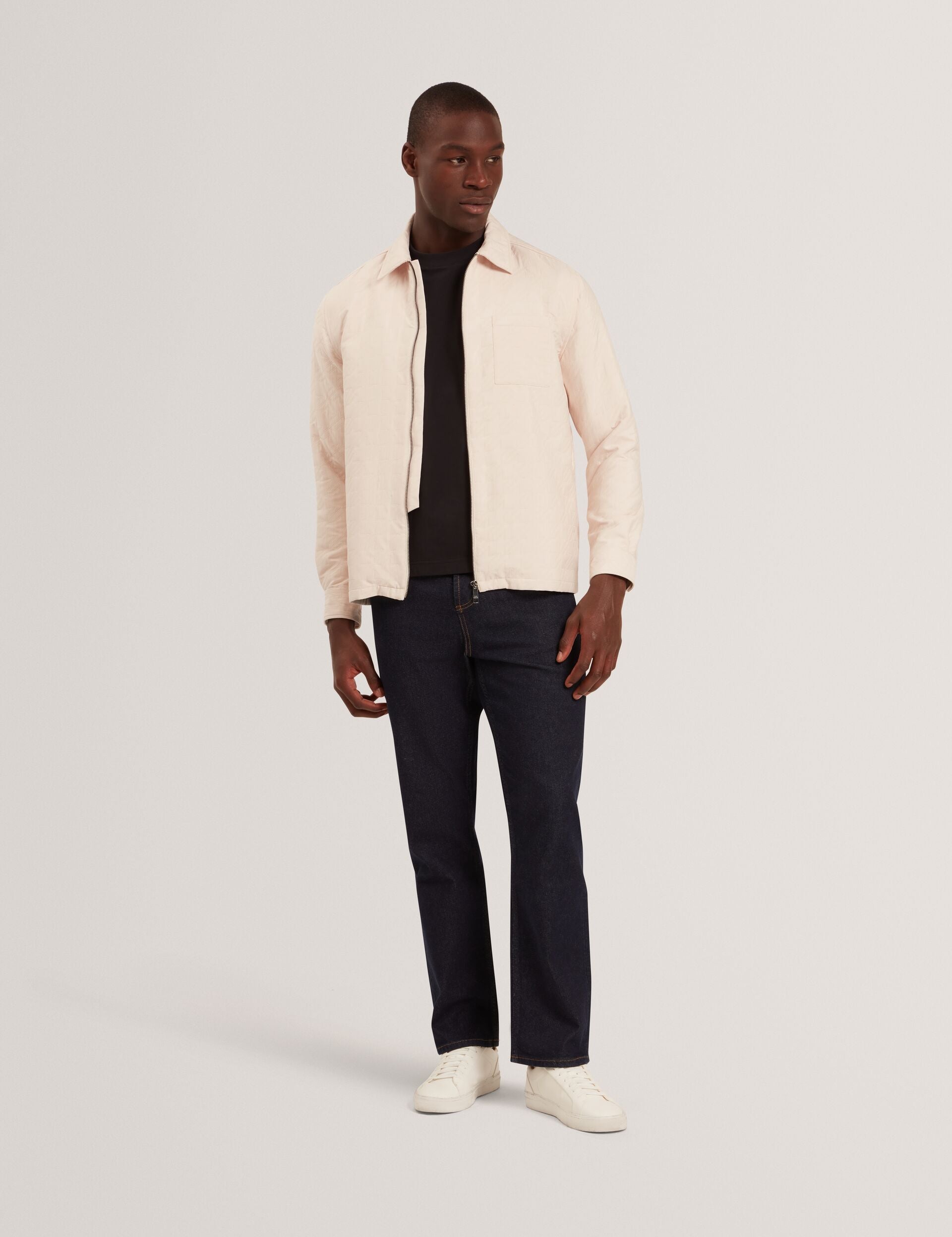 Ted Baker THOVA Textured Quilt Zip-Through Overshirt BLACK
