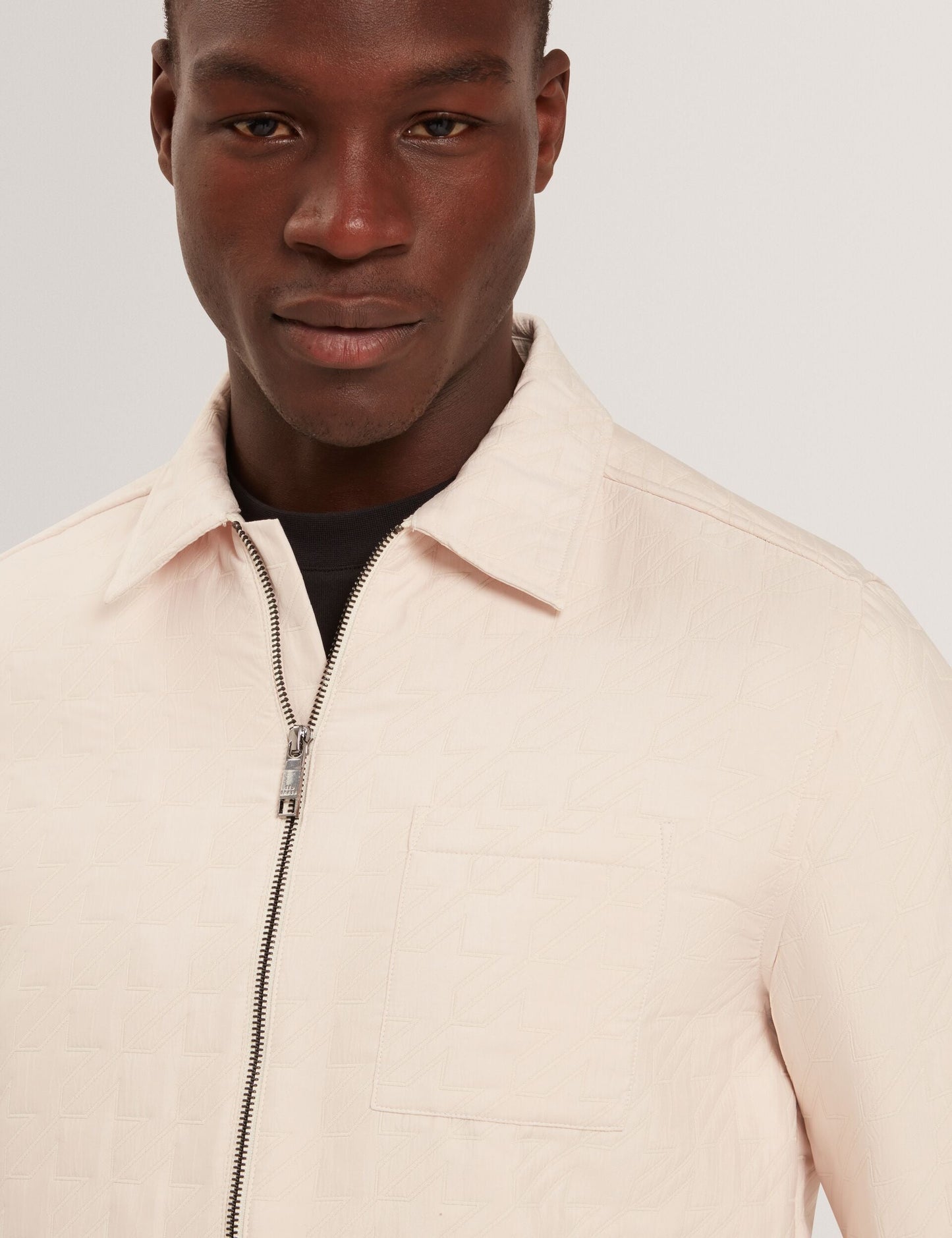 Ted Baker THOVA Textured Quilt Zip-Through Overshirt BLACK