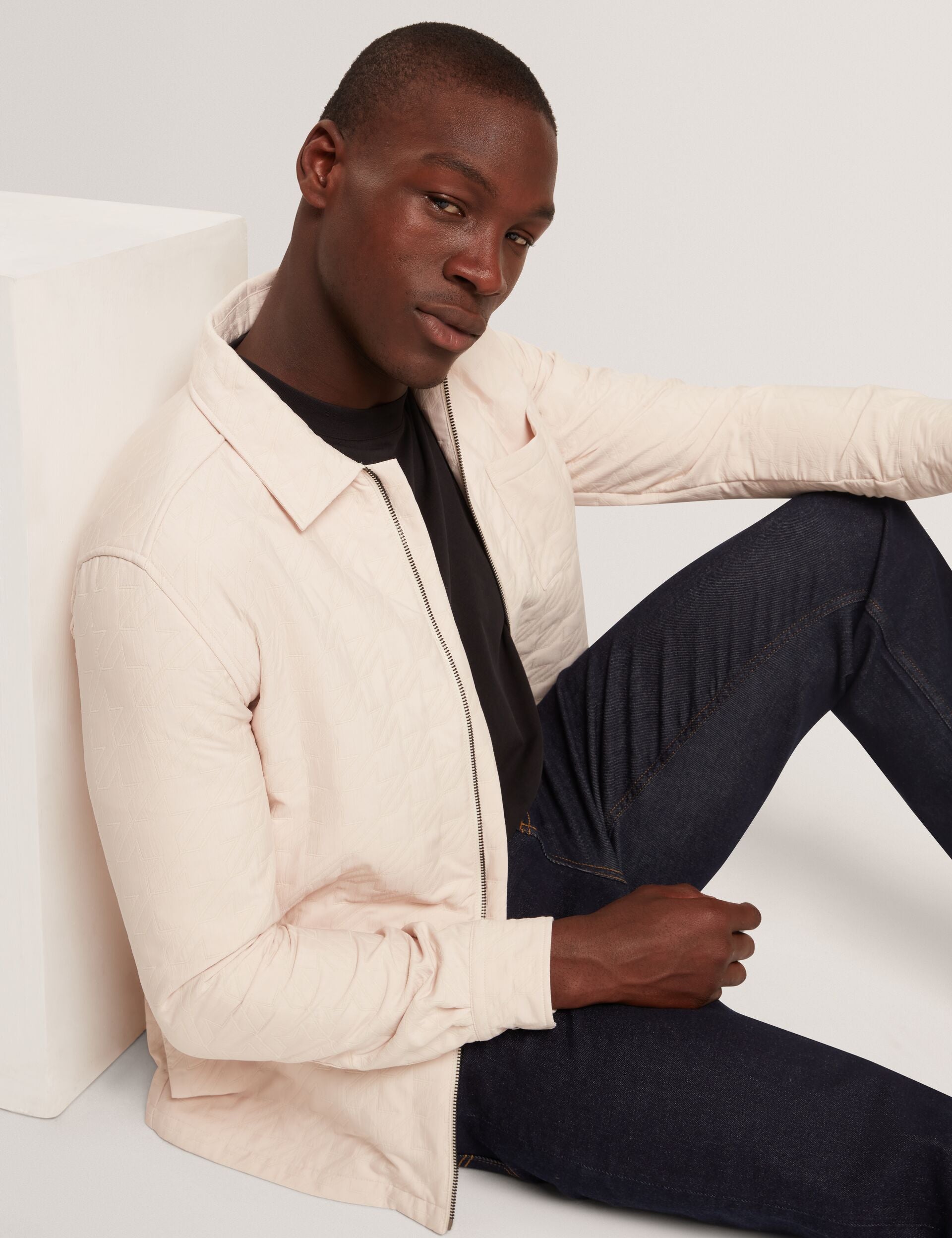 Ted Baker THOVA Textured Quilt Zip-Through Overshirt BLACK