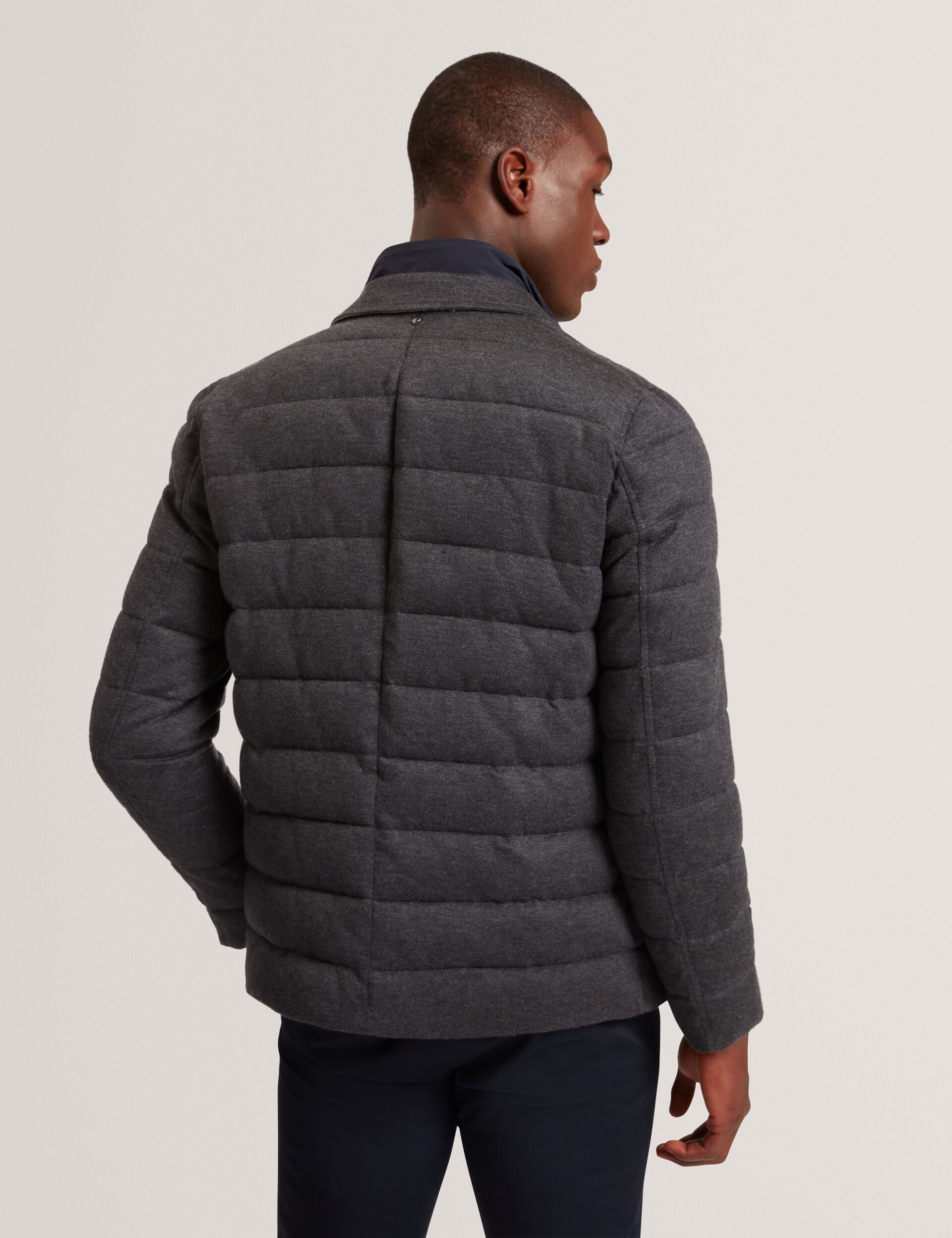 Ted Baker GEROME Quilted Blazer With High Neck Liner CHARCOAL
