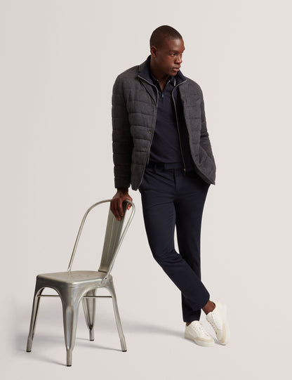 Ted Baker GEROME Quilted Blazer With High Neck Liner CHARCOAL