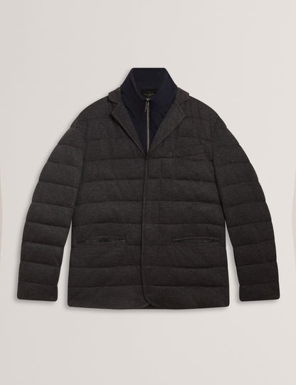 Ted Baker GEROME Quilted Blazer With High Neck Liner CHARCOAL
