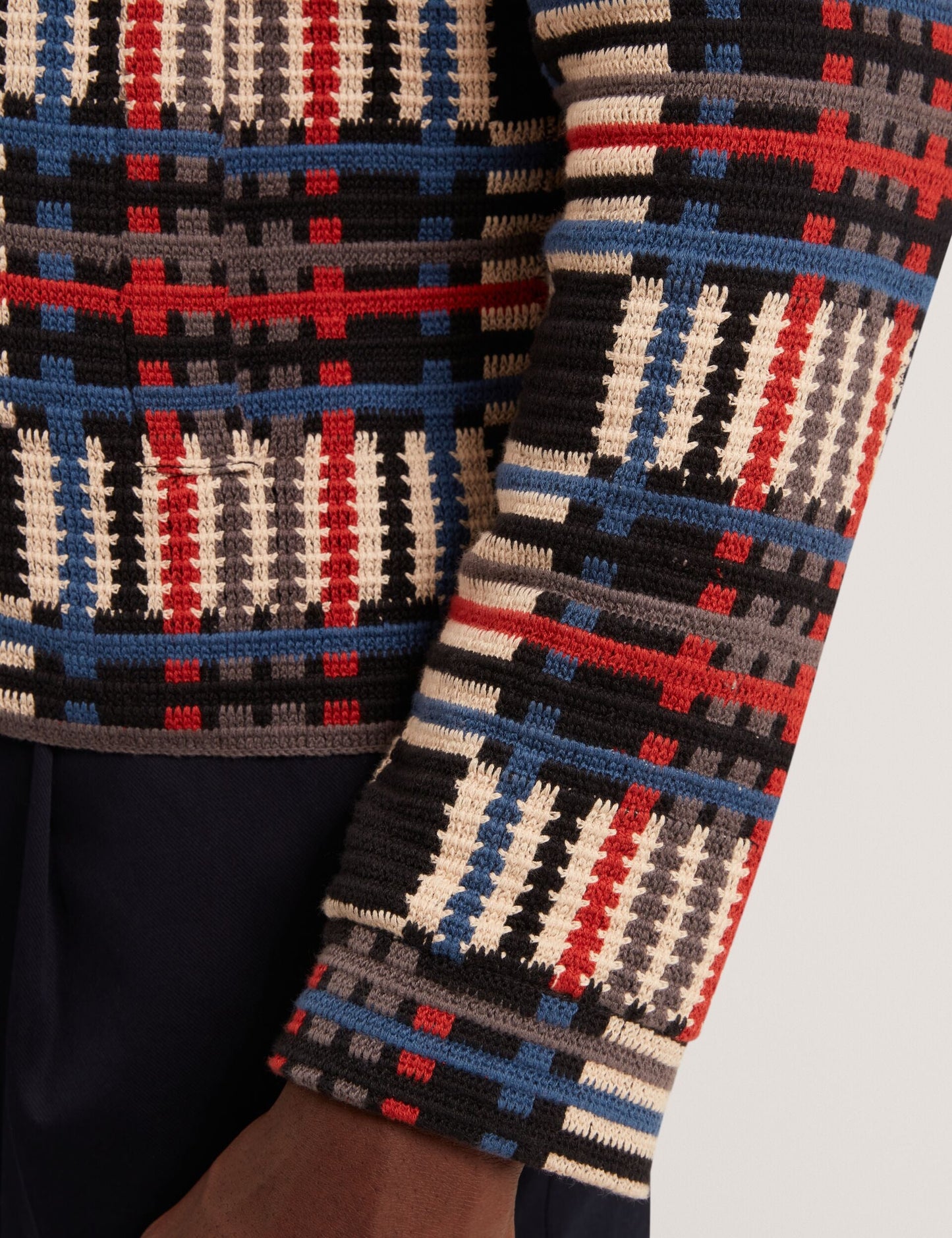 Ted Baker HENREIN Pure Cotton Patchwork Knit Zip Jacket MULTICOLOUR