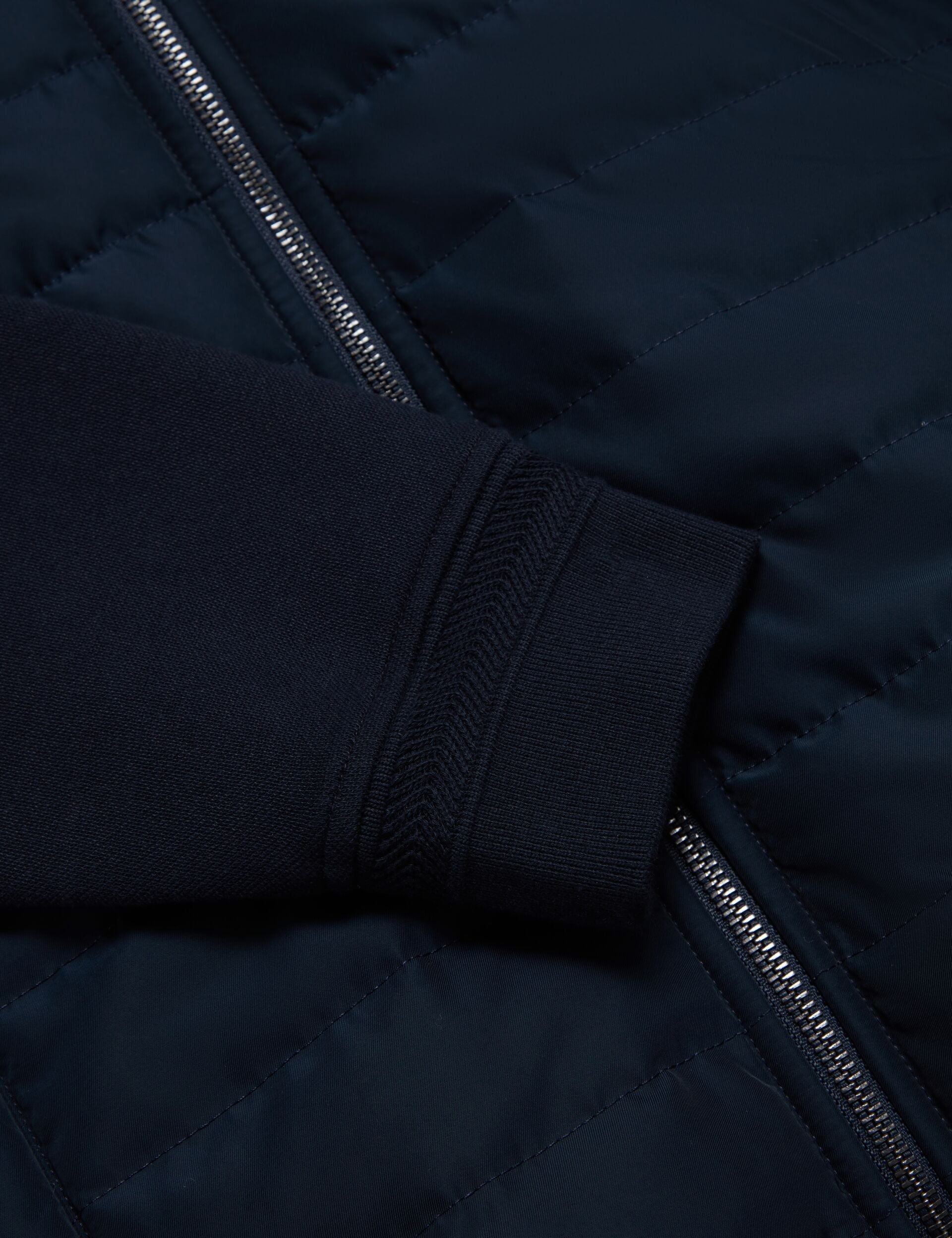 Ted Baker DURANO Quilted Front Zip-Through Knit Jacket NAVY