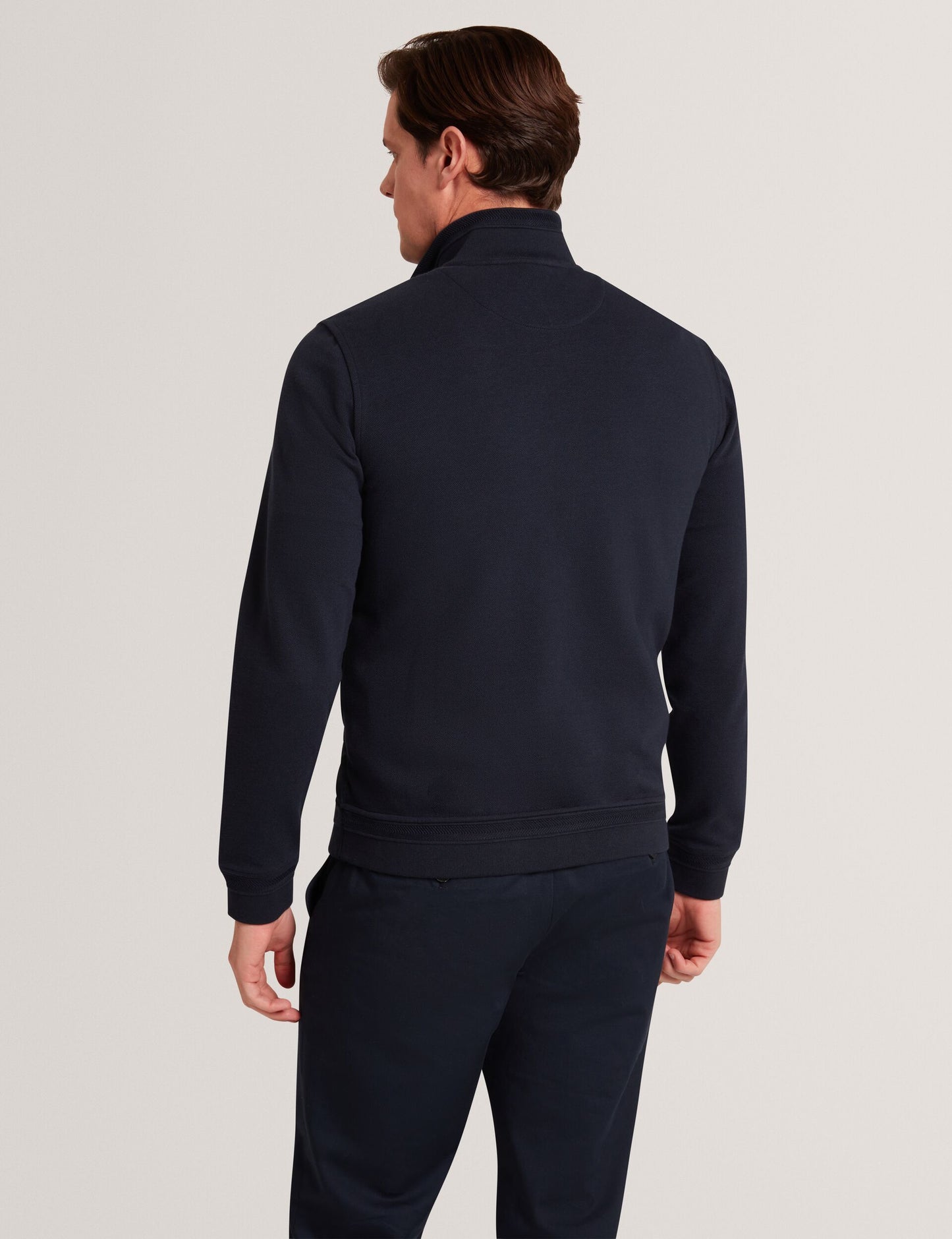 Ted Baker DURANO Quilted Front Zip-Through Knit Jacket NAVY