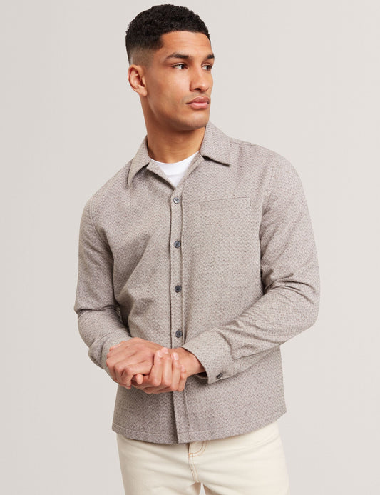 Ted Baker RYNEL Textured Weave Long Sleeve Overshirt GREY