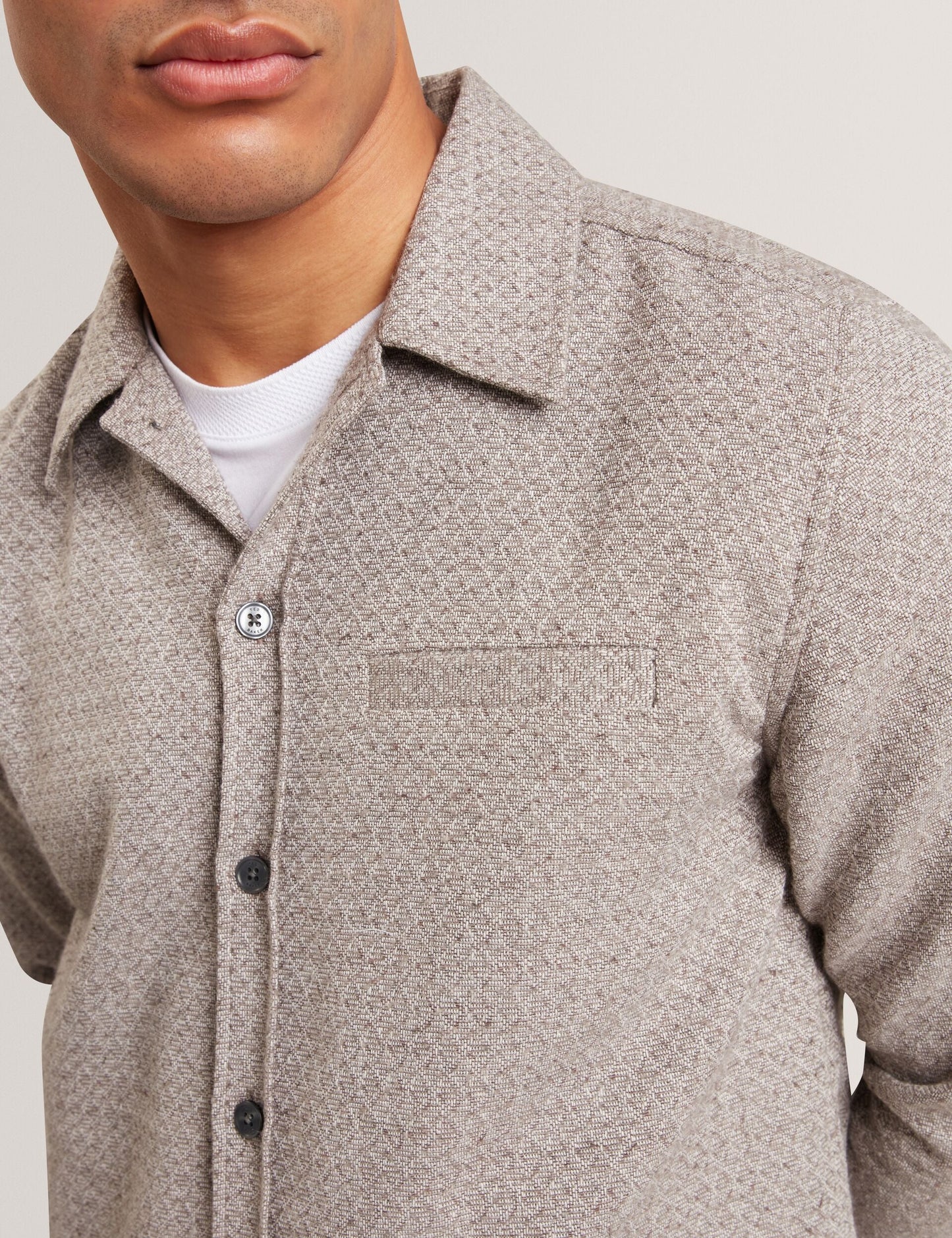 Ted Baker RYNEL Textured Weave Long Sleeve Overshirt GREY