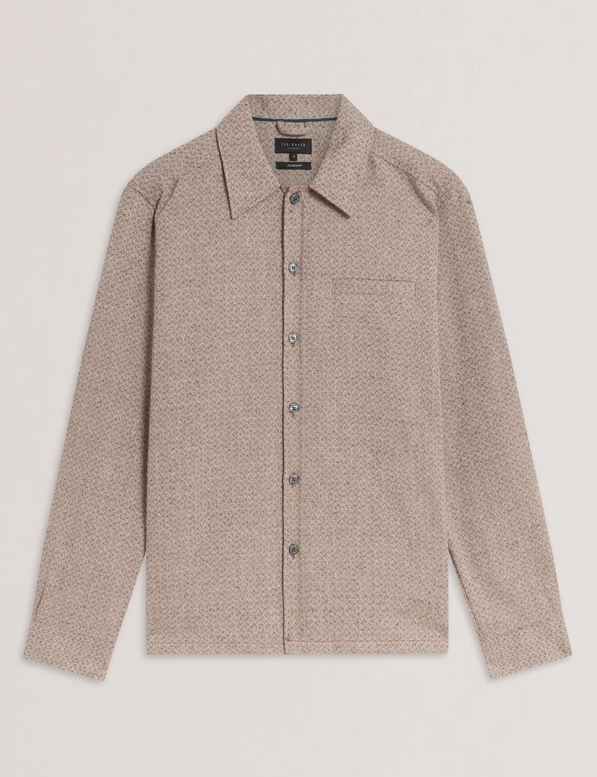 Ted Baker RYNEL Textured Weave Long Sleeve Overshirt GREY